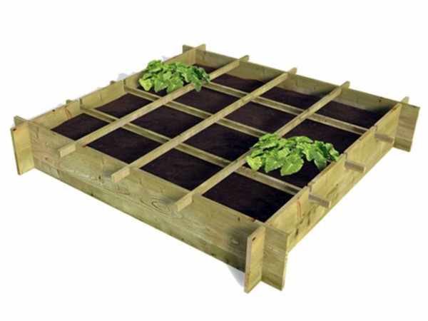 4x Moestuinbak met gronddoek 120x120x18 cm